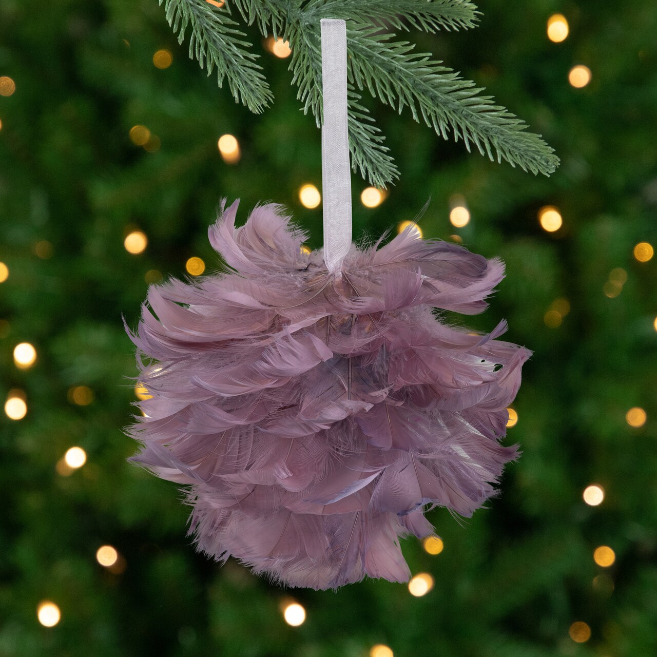 Northlight Feathered Christmas Ball Ornament - 5.5" - French Lilac